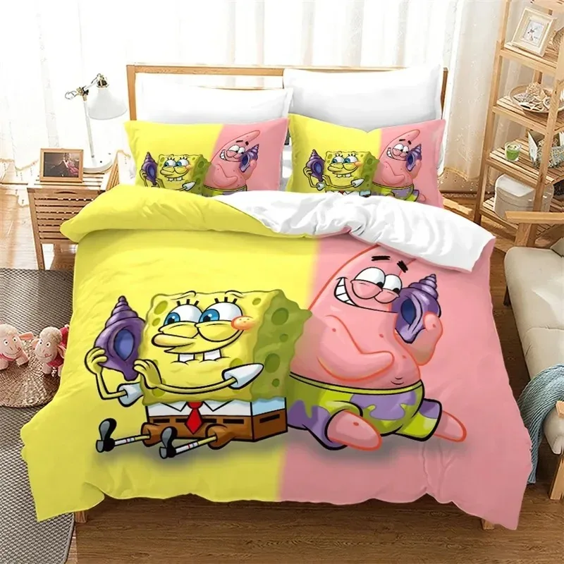 スポンジボブ ダブルシーツセット スポンジボブツインサイズ寝具セットダブルサイズダブルベッドシーツ