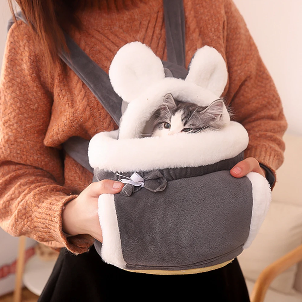 Pet Carrier Backpack Pet Bag Pet Carrier Bag Winter Warm Cat Backpack Soft Cozy Cute Plush Pets Cage All In 1 Style Cat Bag Carrier Bag Outdoor Travel Pet Accessories