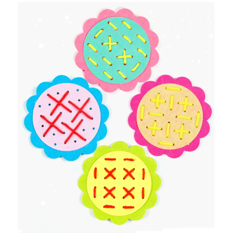 

Nonwoven Sun Flower Baby DIY Toys Stringing Threading Monterssori Educational For Kids Children Handmade Material Package