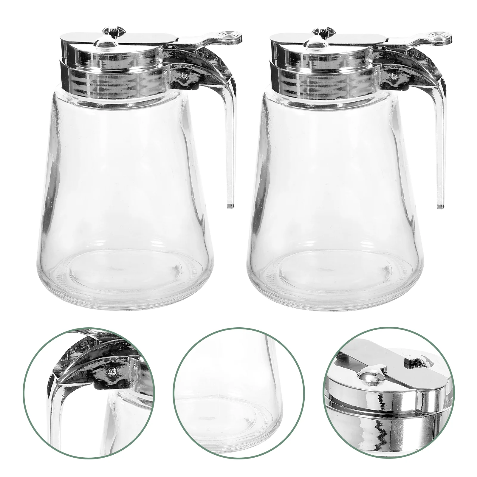 

2 Pcs Handy Glass Dispenser Syrup for Coffee Bar Creamer Best Drill Bits Stainless Steel Maple Clear Sugar