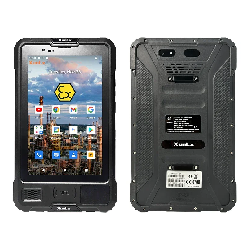 본질안전 태블릿 PC 안드로이드 12 NFC 2D 바코드 스캐너 PDA 컴퓨터 휴대용 8인치 디스플레이 128GB Zone 1/21 ATEX 태블릿