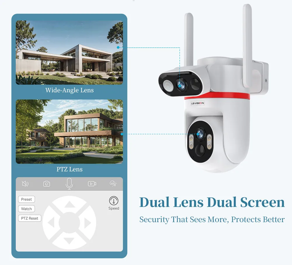 4G LTE Solar Cameras 8MP Outdoor Surveillance Cameras Dual Screens Dual PIR Dete