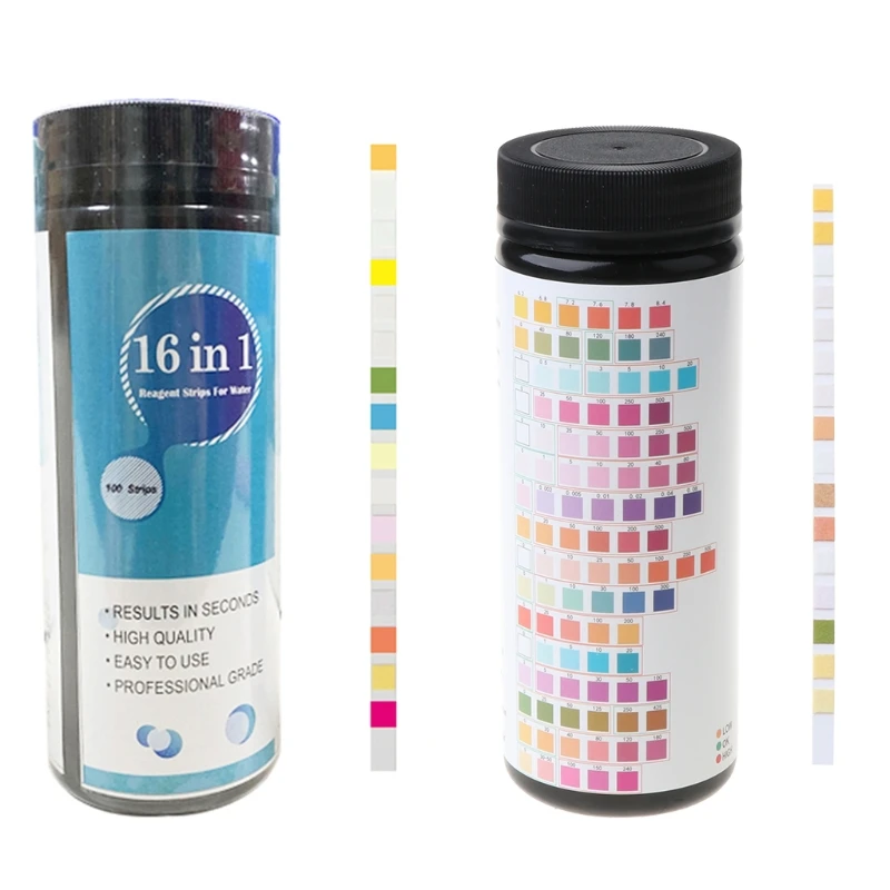 Aquarium test strips 100 Pcs 16-in-1 Aquarium Water Quality Test Strips for Check