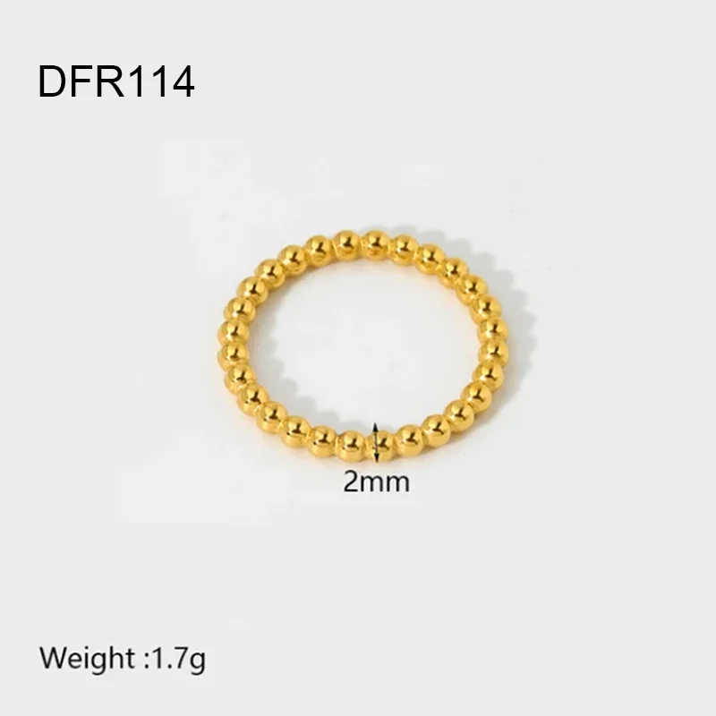 Ins Trend 18 Karat vergoldete Edelstahl perlen Twisted Knot Seil Kette stapelbarer Ring für Frauen wasserdichten Schmuck Geschenk – Detail 2