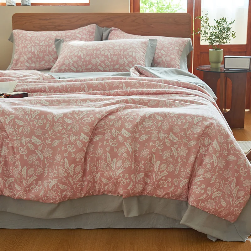 

MissDeer Summer Conditional Quilt Floral Printed Machine Washable Summer Blanket Single/Queen/King Coolling Summer Bedspreads
