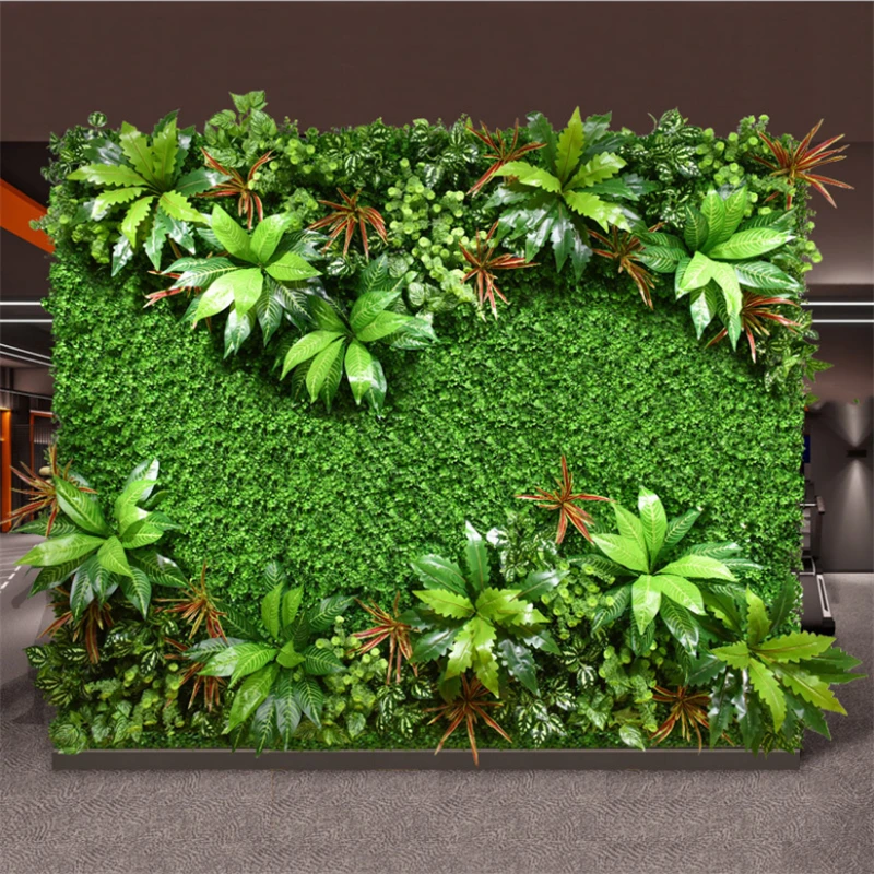 Green Artificial Plants Wall Panel Plastic Outdoor Lawns Fake Flowers
