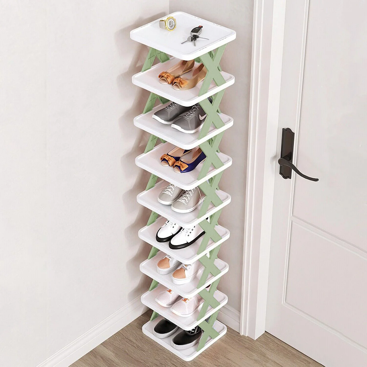 

Shoe Shelves Rack Organizer Shelf Fold Racks Holders Tall Pp Stackable Foldable Shoes Stand
