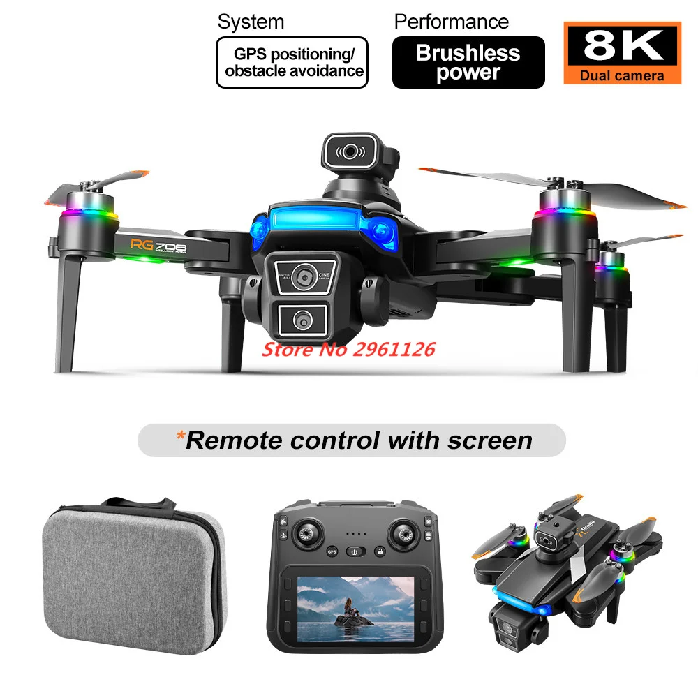 8K HD 카메라 GPS 드론 전문가용 스크린 GPS 드론 5G WIFI 장애물 회피 FPV 드론 브러시리스 대형 스크린 RC 쿼드콥터