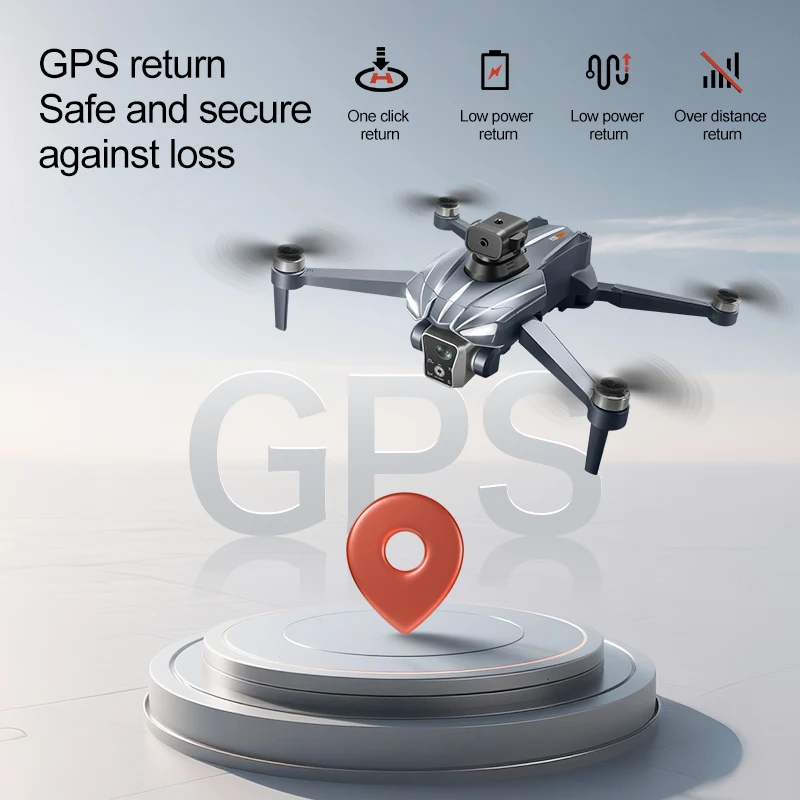 Drone GPS K18 MAX 8K posé sur une table, avec ses hélices et son système de largage visibles.
