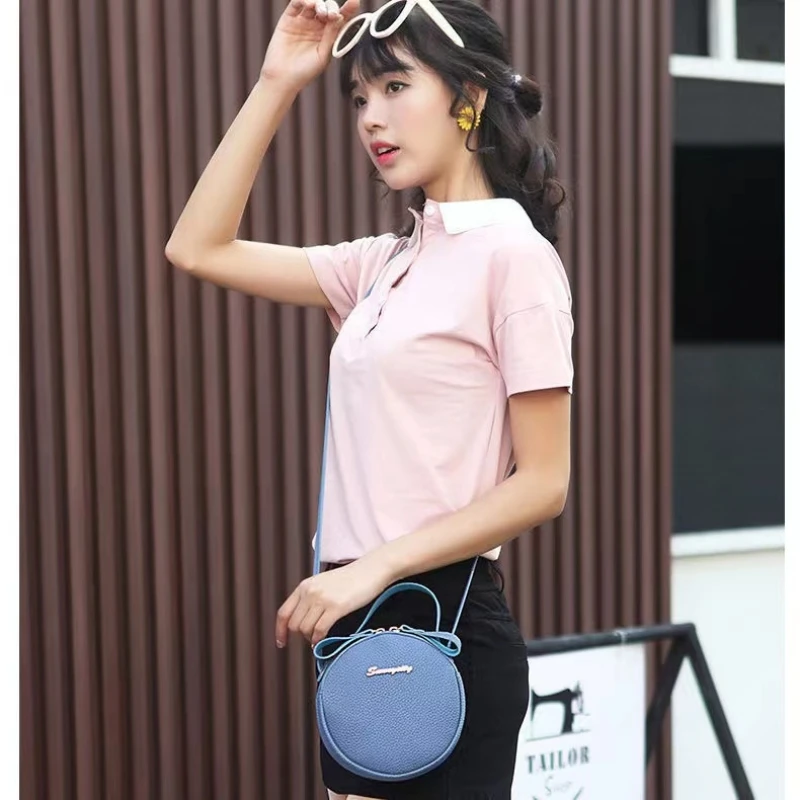 

Litchi bag Korean version of the new personality simple handbag Shoulder Messenger Bag Portable Small Fresh Round Bag yj0005