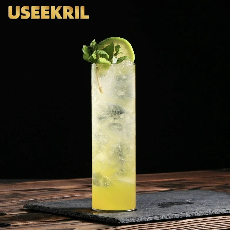 Japanese Style Cocktail Glass Straight Light And Thin Colin Glass Highball Long Cup Juice Water Cup For Home Bar