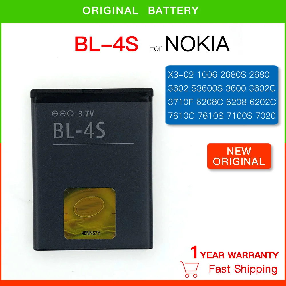 Batteria Di Ricambio Originale Bl4S Bl-4S Per Batterie Nokia 2680S 3600S 3602S 3711 6202C 6208C 7020 7100S X3-02 2680S