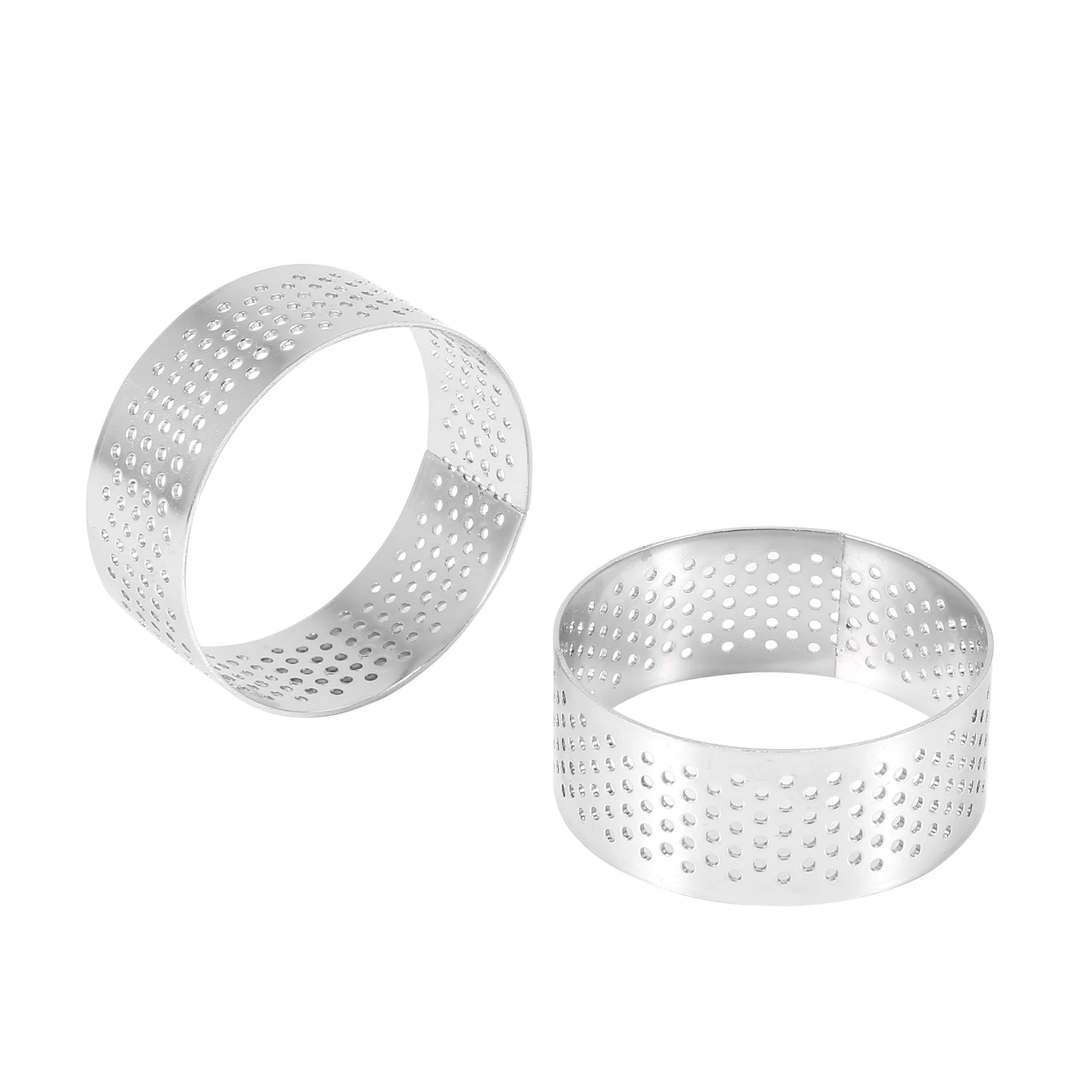 12 Pack 6Cm Stainless Steel Tart Ring Heat-Resistant Perforated Cake Mousse Ring Round Baking Doughnut Tools