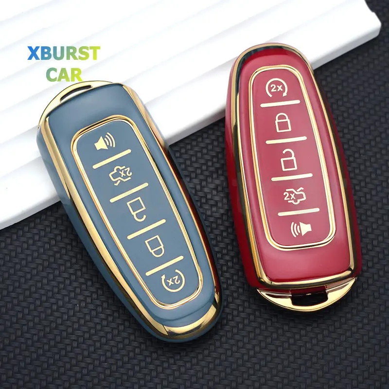 5 Pulsanti Shell Fob Portachiavi Protector Per Ford Edge Escape Expedition Explorer Focus Taurus Flex C-Max Car Remote Key Case Cover