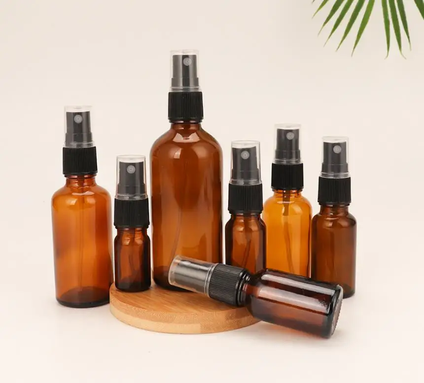Spray Bottle, Refillable Bottle, Refillable Empty Bottle, Refillable Cosmetic Bottle, Cosmetic Bottle, Cosmetic Bottle Set, Refillable Spray Bottle, Cosmetic Dispenser Bottle, Refillable Bottle Set 5PCS 5/10/15/20/50/100ml Amber Glass Spray Bottle Essential Oil Atomiser Cosmetic Dispensing Container Portable Travel Bottle