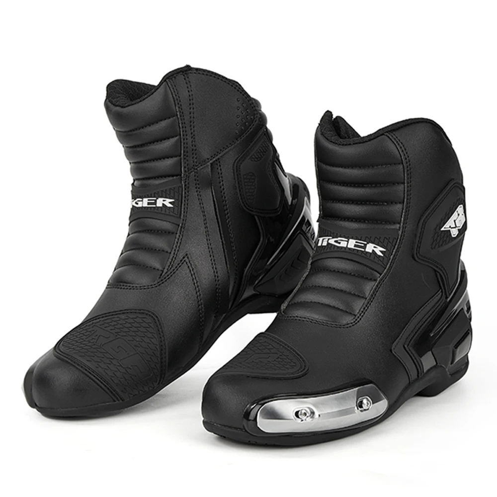 

Men Motorcycle Short Boots Microfiber Leather Moto Motocross Riding Boots Anti Fall Non-slip Racing Shoes Motorbike Riding Shoes