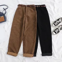 Lucyever Autumn Winter Corduroy Pants Women Vintage Brown Streetwear Straight Trousers Female Fashion High Waist Wide Leg Pants