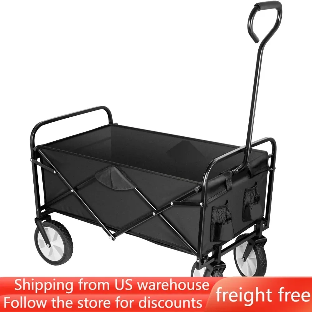 

Rolling Collapsible Garden Cart Outdoor Camping Wagon Utility with 360 Degree Swivel Wheels&Adjustable Handle Freight free