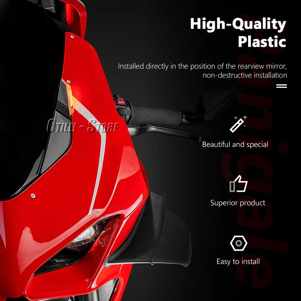 Specchietti Retrovisori Per Moto Ducati Panigale V4/V4S 2018-2023 E V2 2020-2023, Con Indicatori Direzione Pieghevoli, In Alluminio CNC - Nero