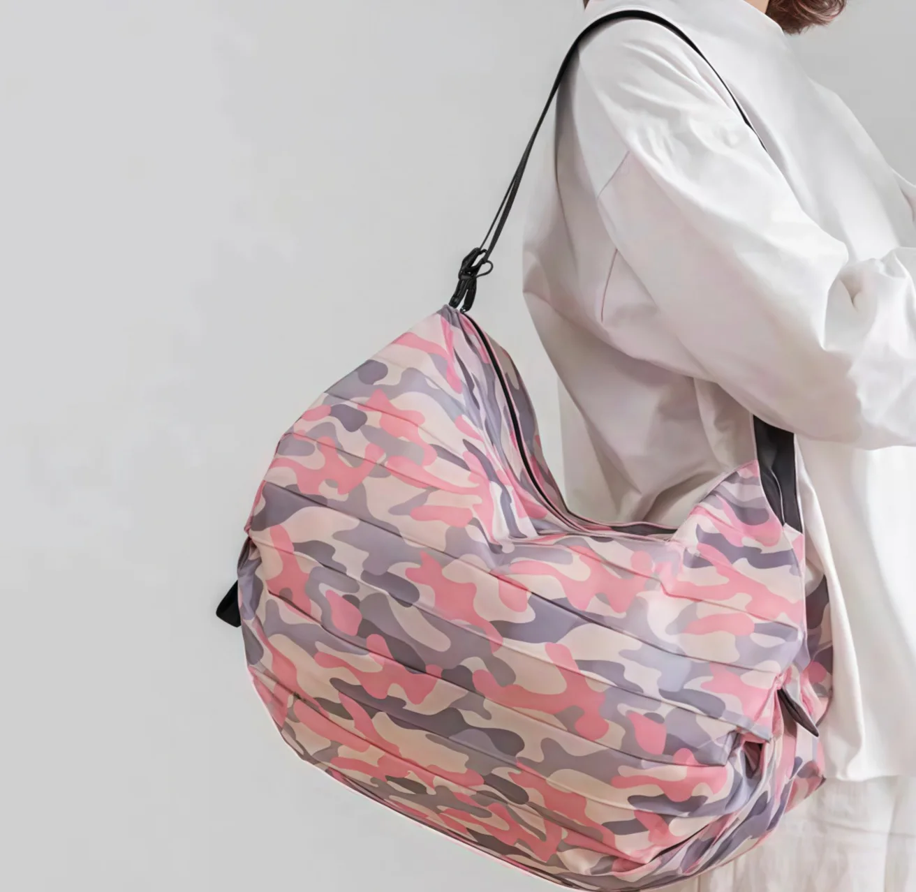 Foldable Storage Bag With Handle Portable Travel Camouflage Handbags Large Capacity Shopping Bag