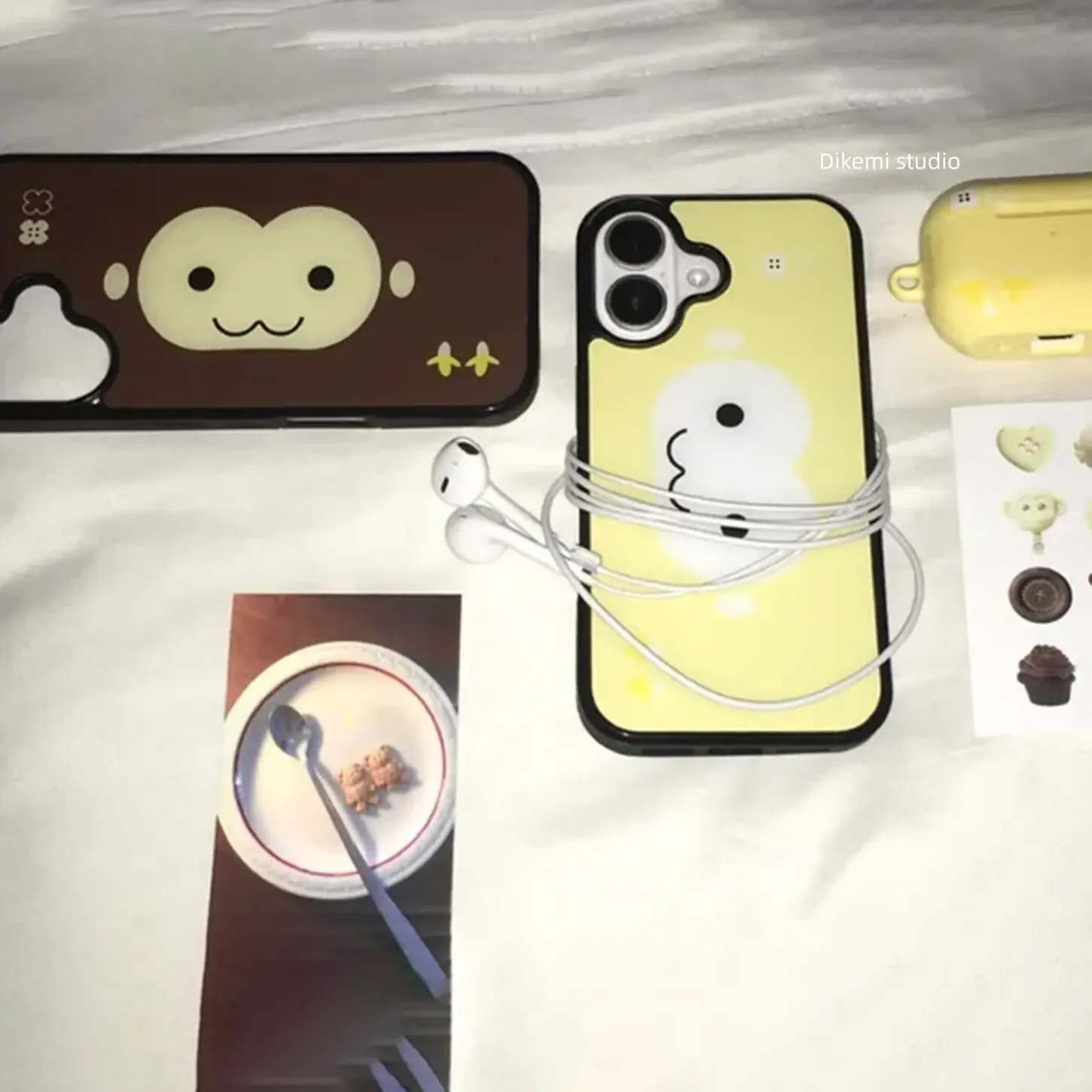 Brown & Yellow Monkey Face Cartoon Cute Korea Ins Phone Case Cover