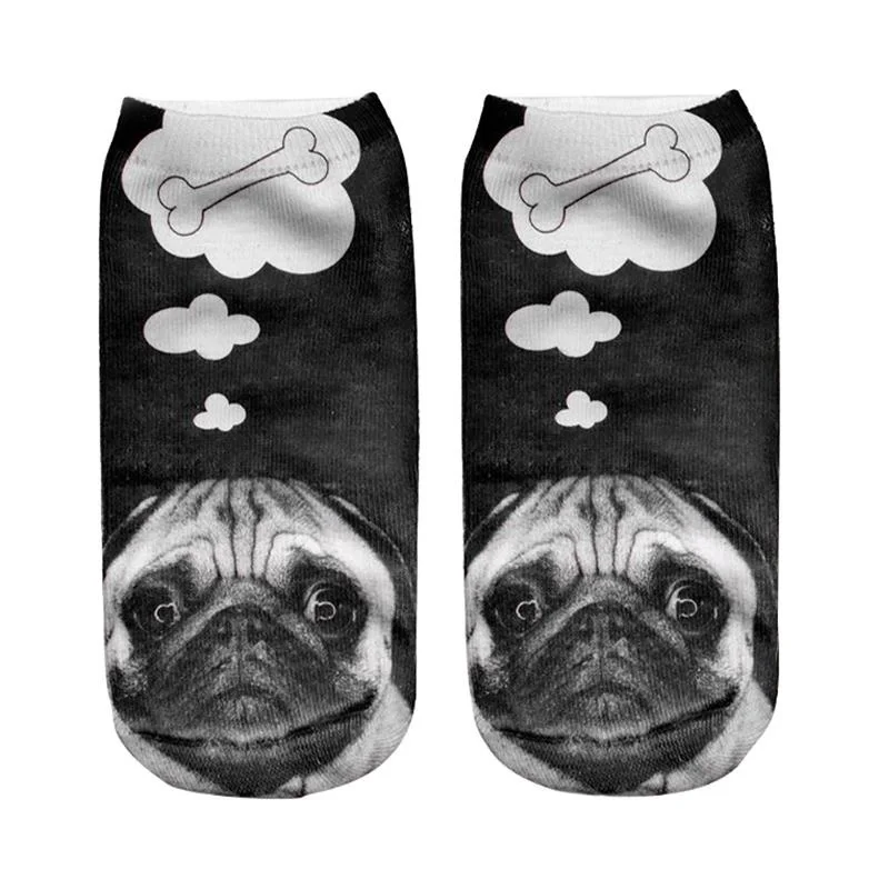 Creative Design 1Pair New Cartoon Cat Socks 3D Print Art Funny Socks Women Cute Low Cut Ankle Socks Fashion Female Short Sock