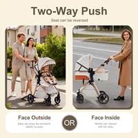 Poussette 3 en 1 pour bébé nouveau-né, poussette de voyage de luxe avec nacelle, poussette réglable pour nourrisson, pliable et portable, haute position 5