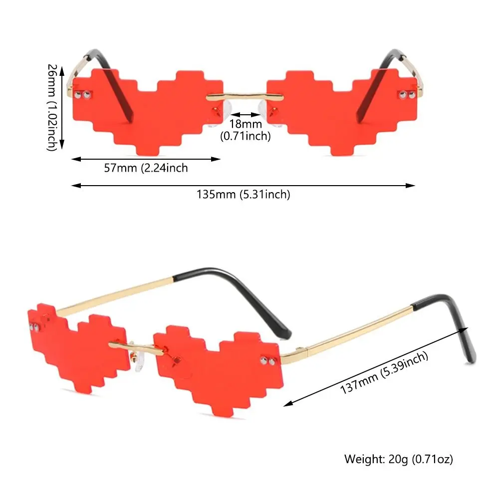 Novel Mosaic Heart Sunglasses Funny Pixelated Mosaic Glasses Retro
