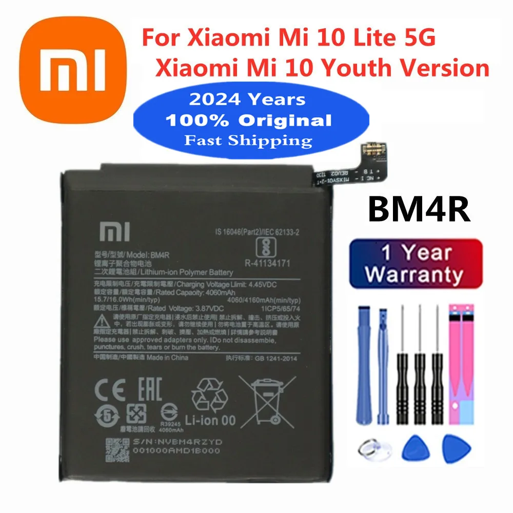 

Оригинальный аккумулятор BM4R 2024 года для Xiaomi Mi 10 Lite Φ/Mi 10, молодежная версия, аккумулятор 4160 мАч, аккумулятор и инструменты