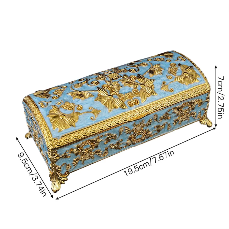 صندوق مجوهرات أوروبي كبير، قلادة، أقراط، خواتم، تخ...