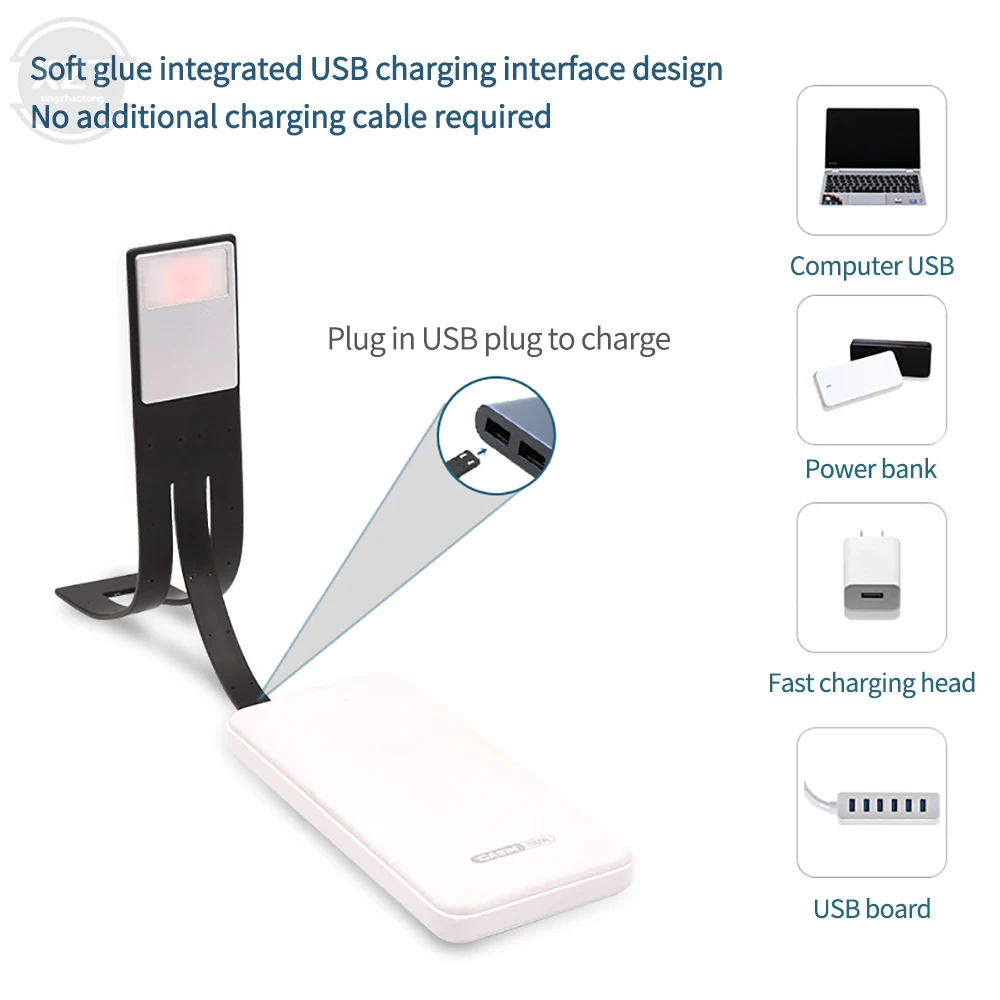 Portable LED Reading Book Light Detachable Flexible Clip USB Rechargeable Lamp For Kindle eBook Readers led light,book light,mini led light