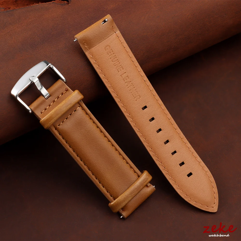 Vintage Brown Genuine Leather Quick Release Watch Strap - Universal Replacement Watchband