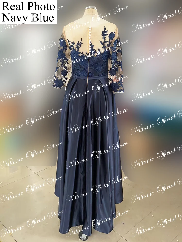 2024 New Elegant Mother of the Bride Dress Satin Appliques 3/4 Length Sleeve Tea-Length A-Line  Formal Occasion Wedding wear