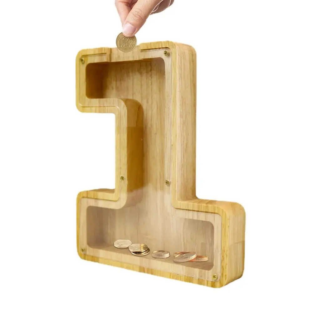 Wooden Piggy Bank Kids Digital Money Saver Box Money Saving Box Wooden Kids Coin Piggy Banks Money Box TV Cabinet Wine Cabinet