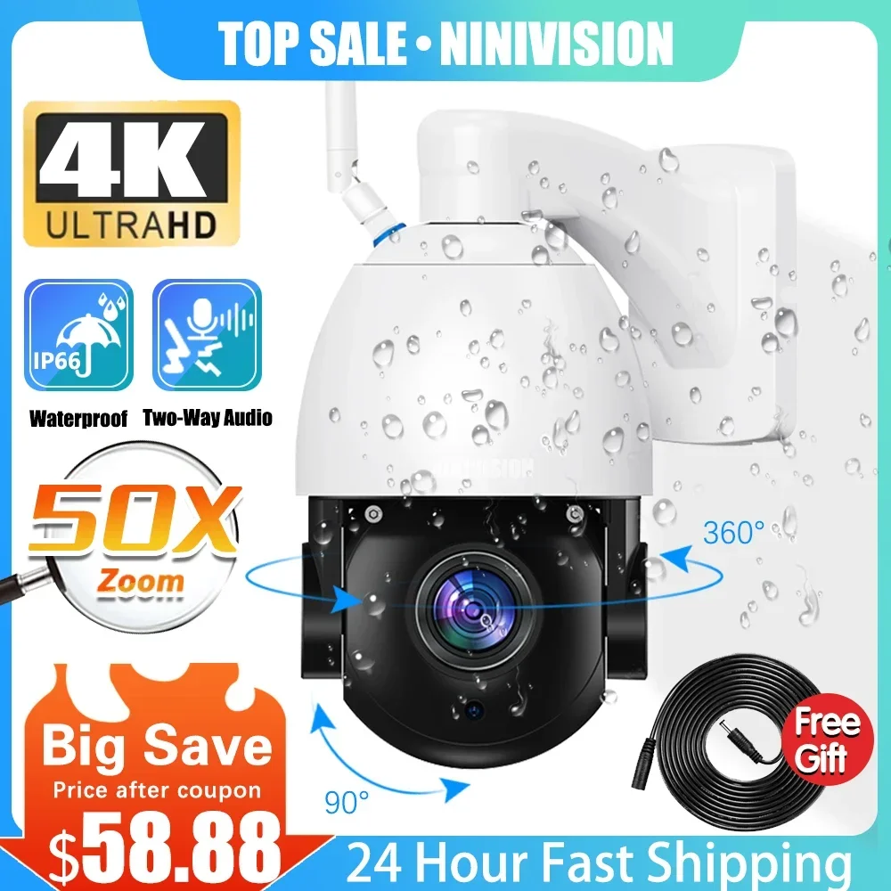 XMeye 8MP 4K Two-Way Audio Metal PTZ Wifi Camera Outdoor