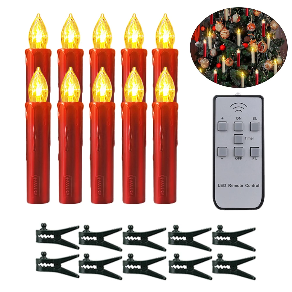 10PCSLEDCandlesWithFlashingFlamesBatteryOperatedChristmasTree
