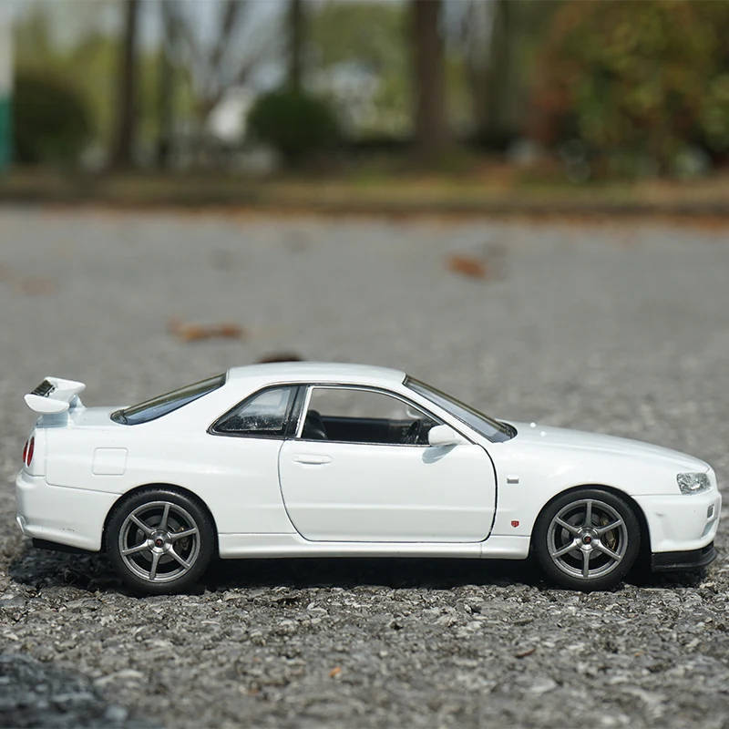 Welly 1:24 닛산 스카이라인 GTR R34 합금 스포츠카 모델 시뮬레이션 다이캐스트 금속 장난감, 레이싱 카 모델 컬렉션, 어린이 선물