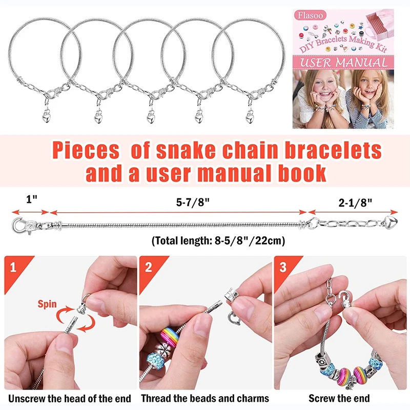 Charm Bracelets Kit with Beads Jewelry Charms Bracelets for DIY