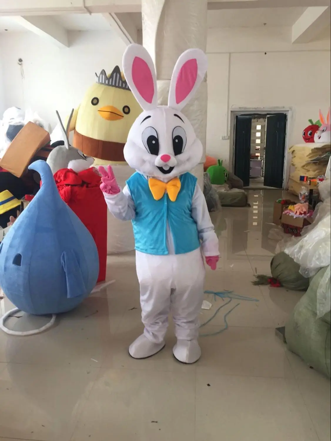 Cosplay Easter Bunny Rabbit Cartoon Mascot Costume Advertising ceremony birthday Fancy Dress Party Animal carnival perform props mascot costume