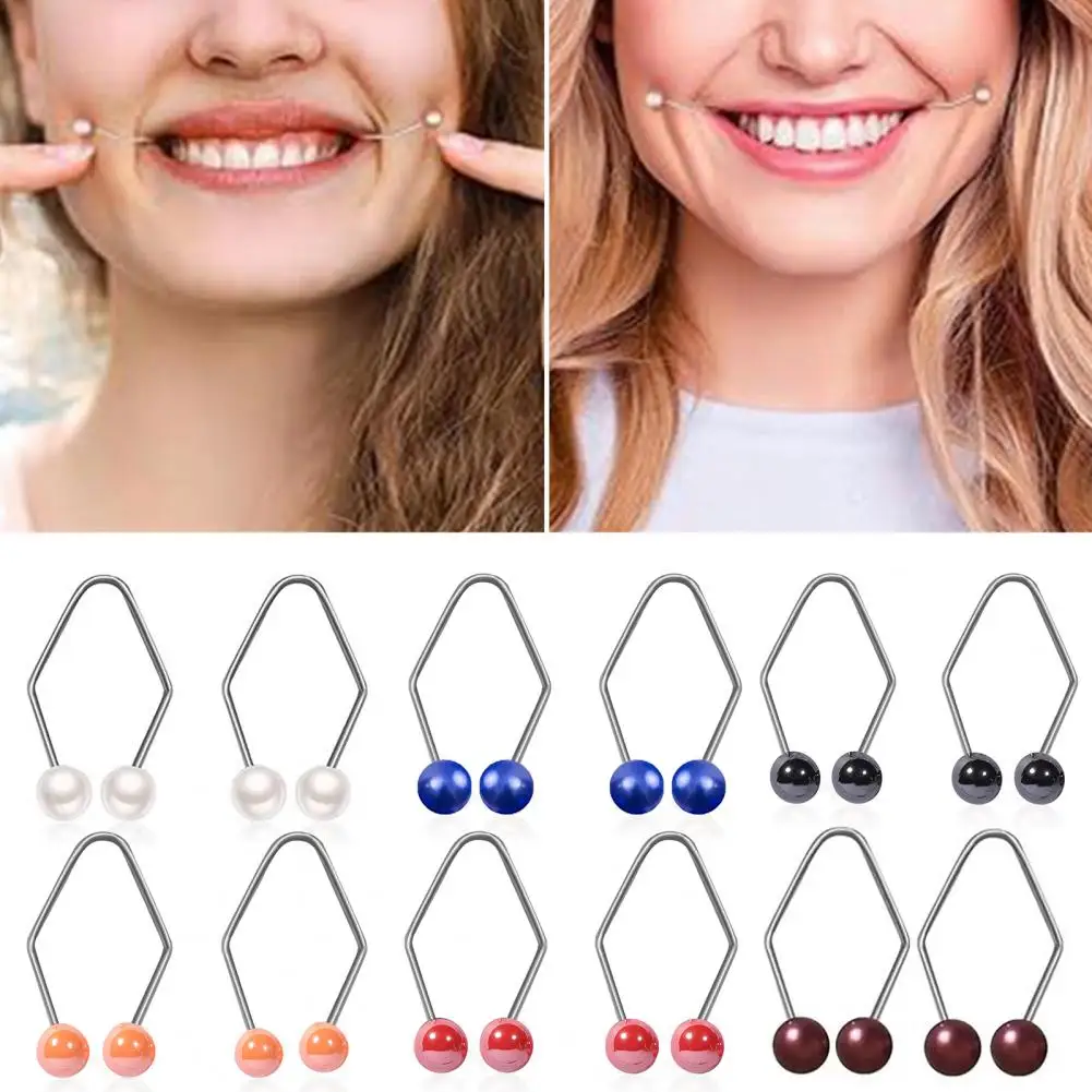 

2 Pairs Stainless Steel Dimple Trainer Face Smile Natural Anti-rust Dimple Makers Unisex Accessories