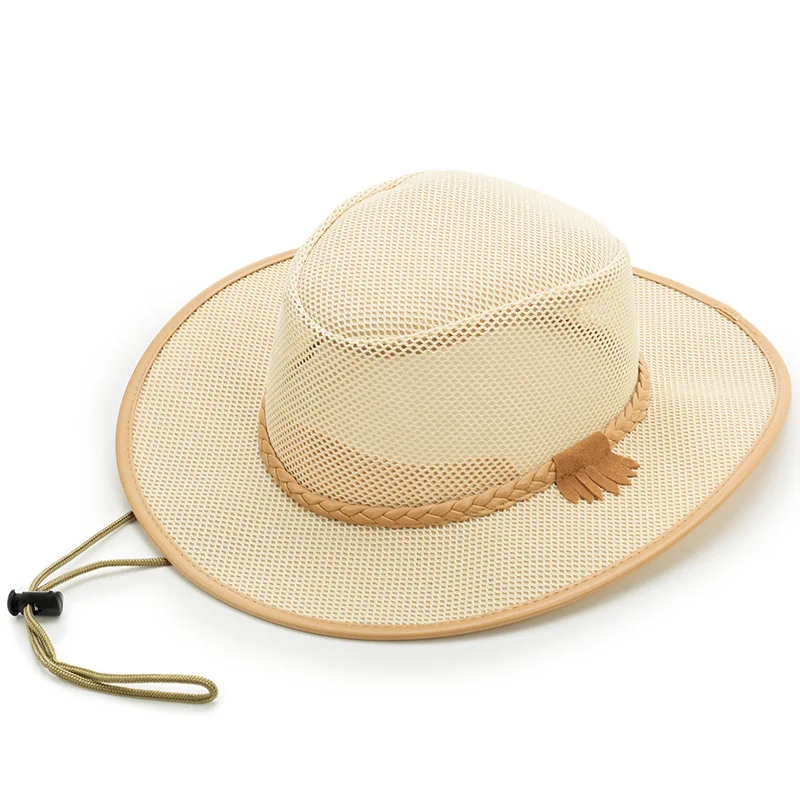 Sun Hat Hollow Out Breathable Shade Adjustment Rope Straw Solid Color