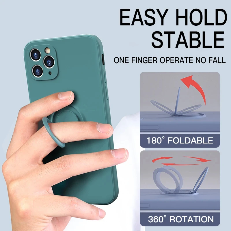Luxury Silicone Magnetic Case with Shockproof Ring Holder Cover