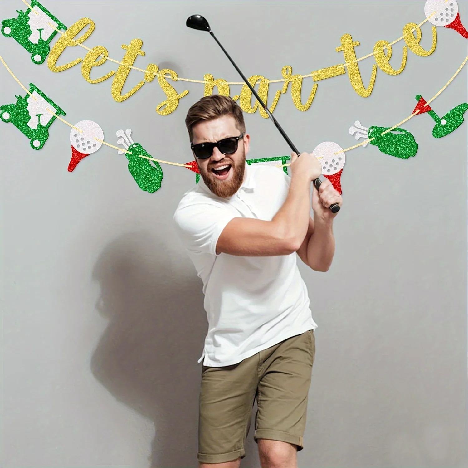 Party Decorations Birthday Banner Golf Themed Birthday Banner Let's Par-Tee Banner Retirement Party Decoration For Golf Lover Party Decorations Gold Glitter