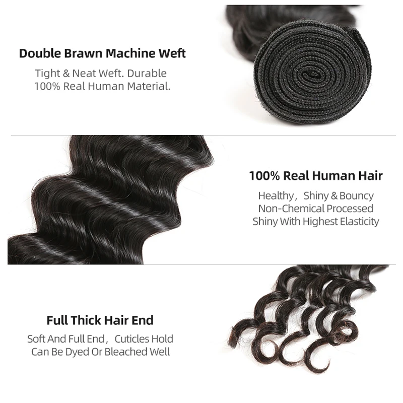 Addbeauty 1pc Human Hair Bundle Natural Wave Unprocessed Raw Virgin Hair Bundle One Donor Human Extension Double Drawn