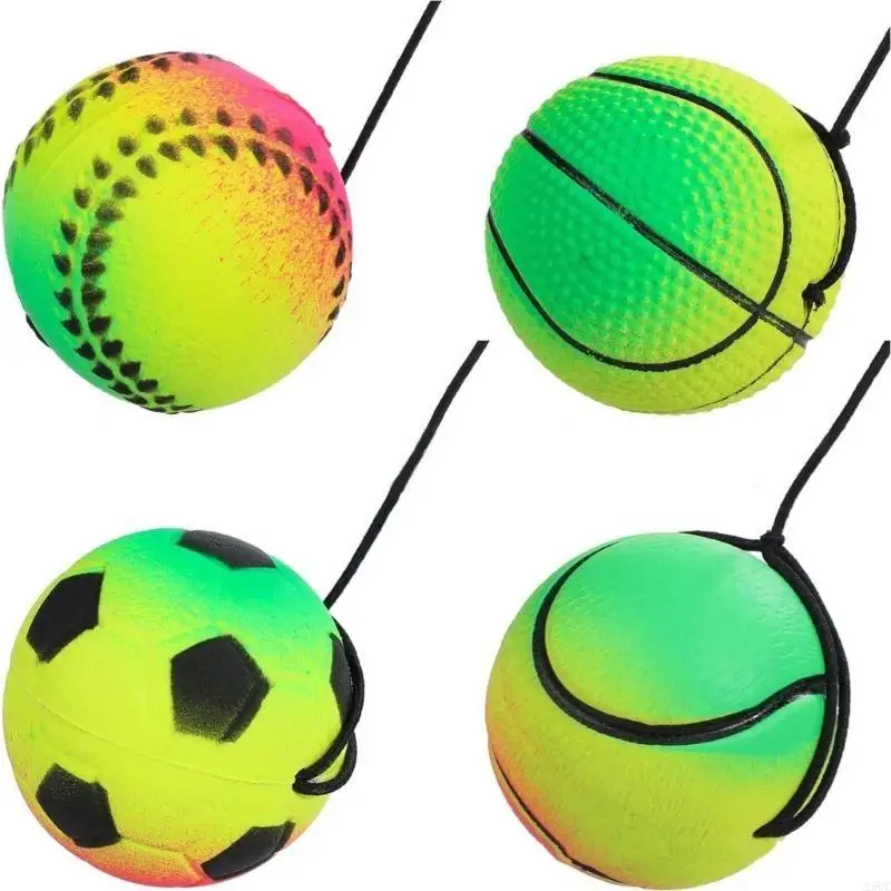 4 Pelotas Deportivas De Muñeca Con Cuerda Elástica – Baloncesto, Fútbol, Béisbol Y Tenis, Pelotas De Goma Para Rebote, Ejercicio Y Juego Para Niños Y Adultos, Regalo Divertido
