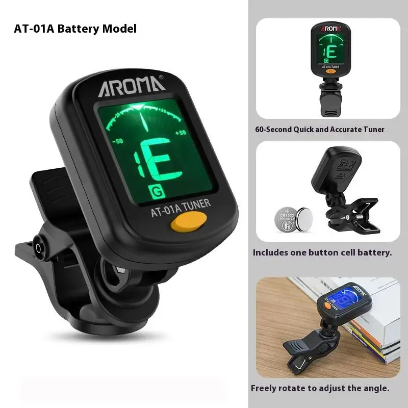 Colorful Rotatable Clip-On Digital Guitar Tuner with LCD Display