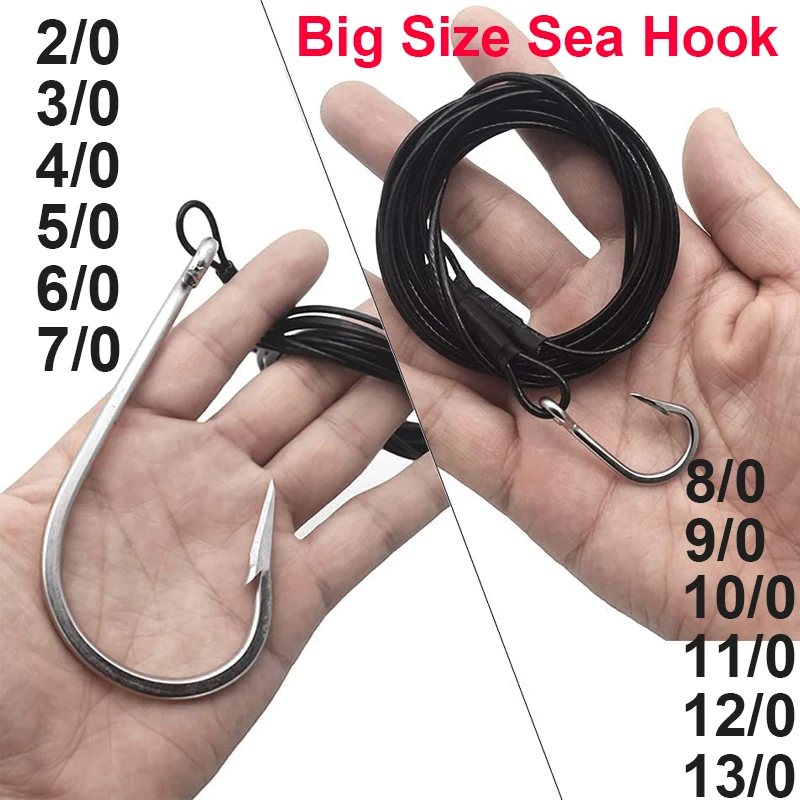 1pcs Shark Fishing Rigs Tuna Fishing Hooks with 9.8ft Nylon Coated Cable Leader(380400LB) Deep