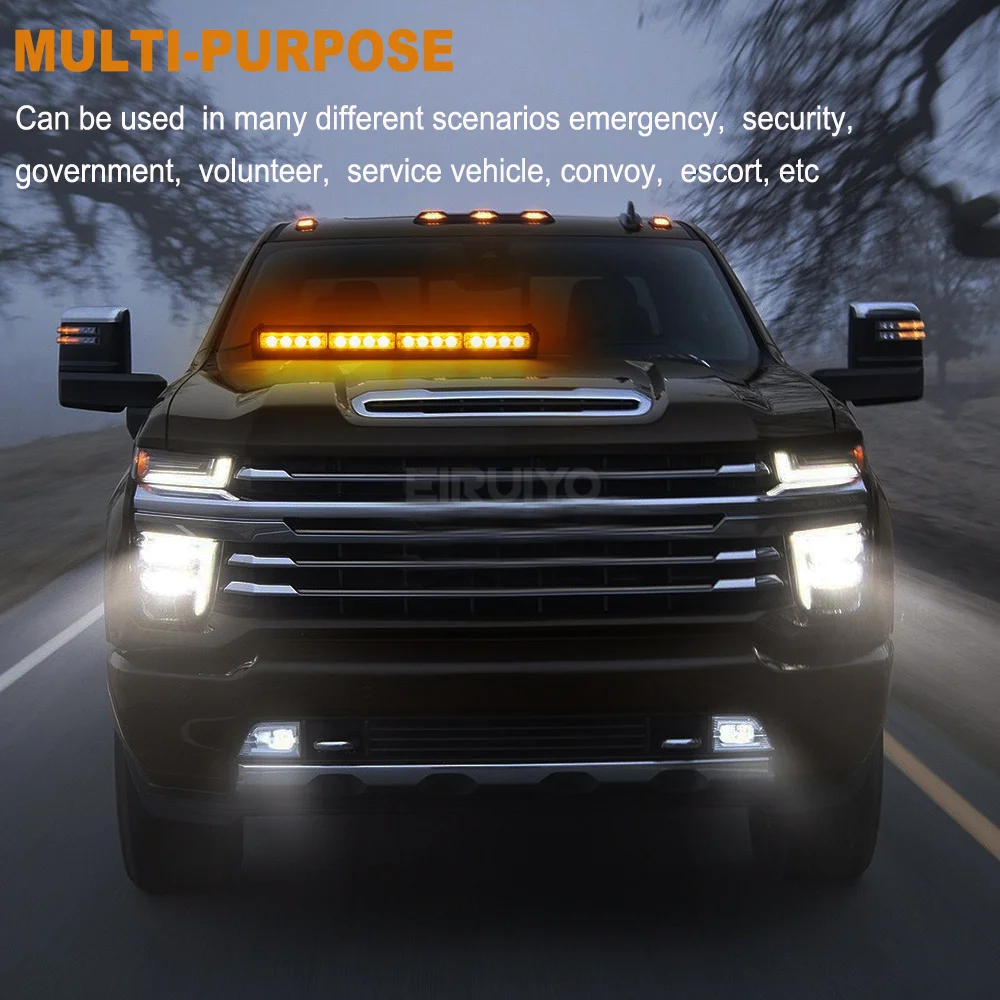 Police Signal Light 16 LED Traffic Adviser Car Emergency Warning Strobe Lights Bar Yellow White Vehicle Flashing Lamp 26 Modes