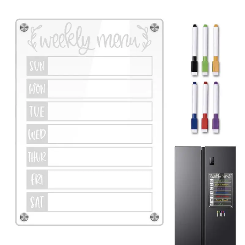 

Dry Erase Board Calendar Clear Planner Note Board Magnetic Wall Board With 6 Markers Portable Memo Whiteboard Acrylic Board For