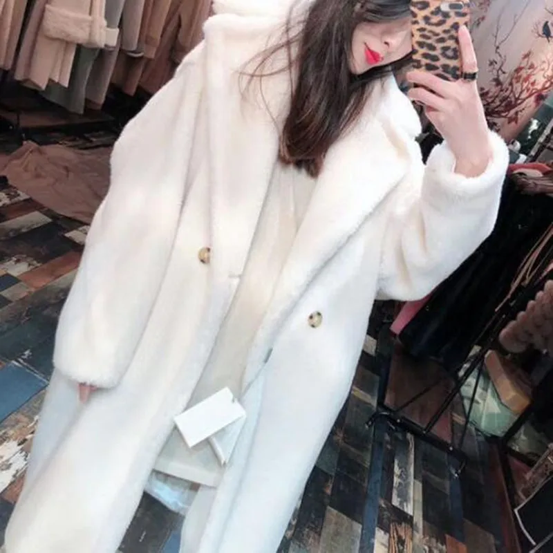Haining Iceland wool imitation sheep fleece coat women medium long Australian large grain imitation lamb winter thick coat